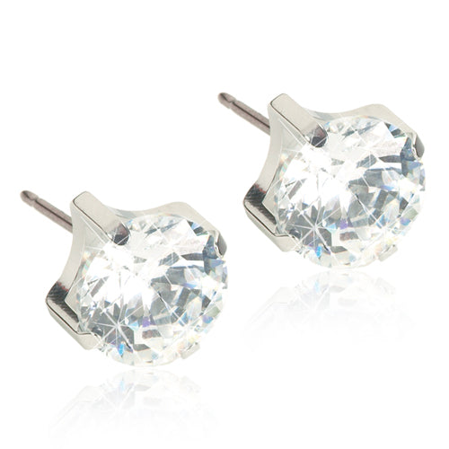 Blomdahl Silver Titanium Tiffany CZ White 4mm - korvakorut