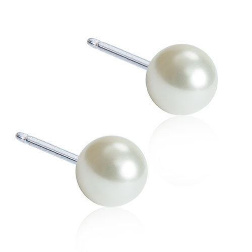Blomdahl White Pearl Natural Titanium 6mm - korvakorut